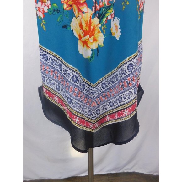 iZ Byer Teal Floral Cami Blouse Spaghetti Strap Boho Witch S - Picture 3 of 12